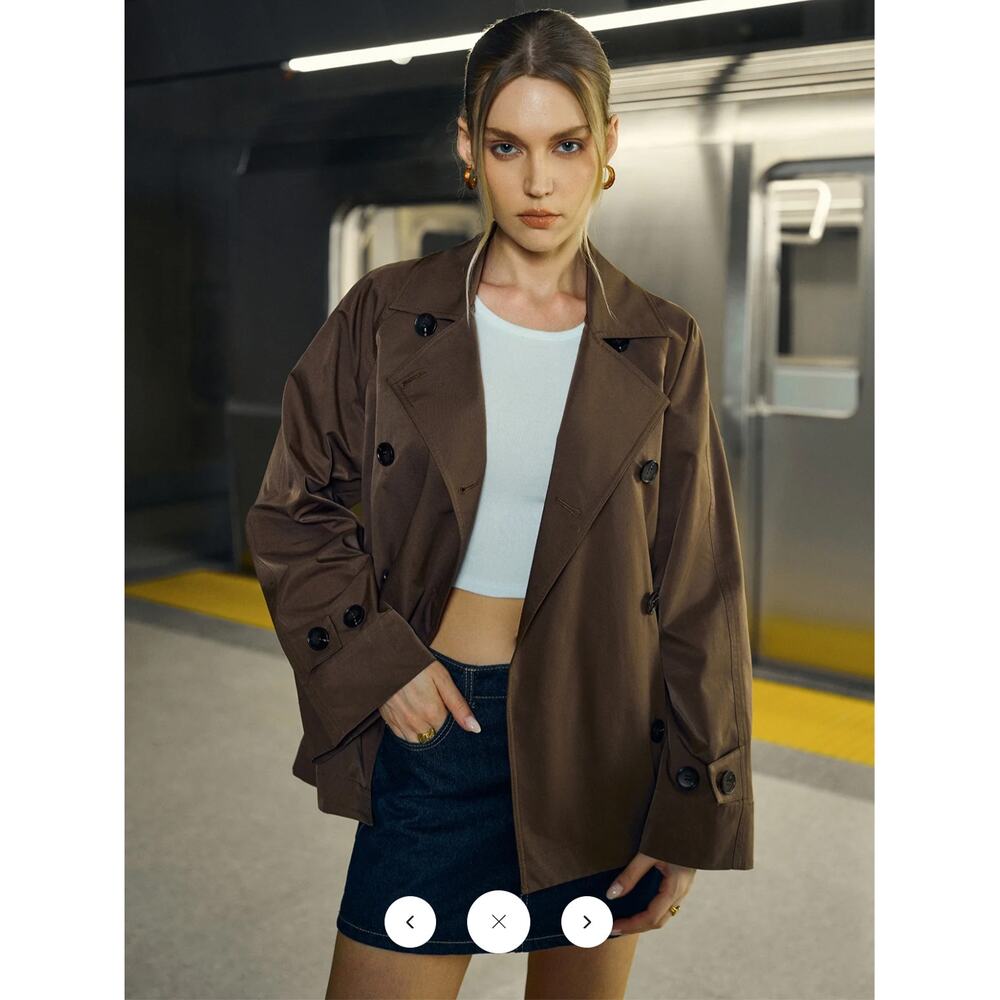 NWT Commense Double-Breasted Trench Coat Sz S - Picture 2 of 6